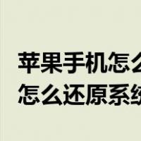 苹果手机怎么还原系统重新激活啊（苹果手机怎么还原系统）