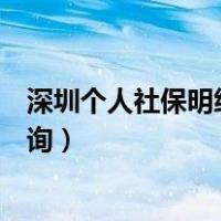 深圳个人社保明细查询怎么打印出来（深圳个人社保明细查询）