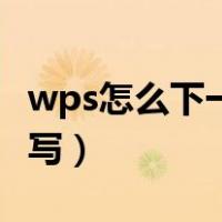 wps怎么下一页打字（wps如何进行下一页书写）