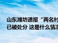 山东潍坊通报“两名村干部不雅视频”事件：事发8月，均已被处分 这是什么情况？