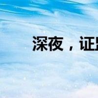 深夜，证监会出手！ 这是什么情况？