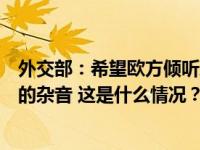 外交部：希望欧方倾听理性声音，抵制泛政治化、泛安全化的杂音 这是什么情况？