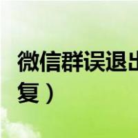 微信群误退出怎么恢复（微信群退出了怎么恢复）