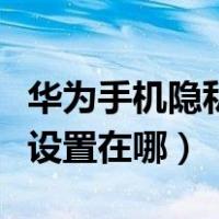 华为手机隐私应用设置在哪里（华为手机隐私设置在哪）