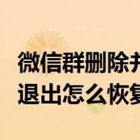 微信群删除并退出了怎么恢复（微信群删除并退出怎么恢复）