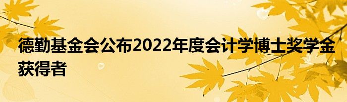 德勤基金会公布2022年度会计学博士奖学金获得者